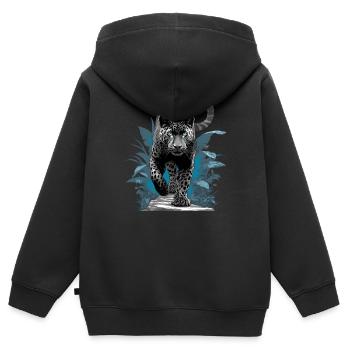 Panthères Panthère - Sweat Premium à capuche zippé enfant bio - noir - Dos - AI Model Kid Male (0cm)