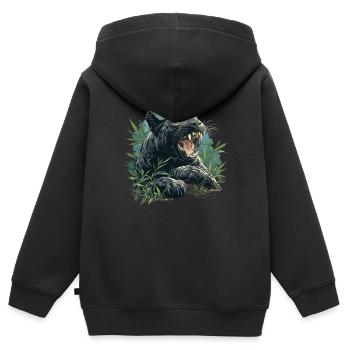 Panthères Panthère - Sweat Premium à capuche zippé enfant bio - noir - Dos - AI Model Kid Male (0cm)
