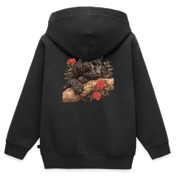 Panthères Panthère - Sweat Premium à capuche zippé enfant bio - noir - Dos - AI Model Kid Male (0cm)