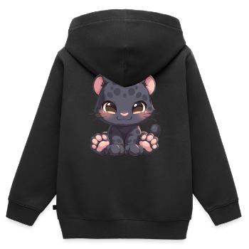 Panthères Panthère - Sweat Premium à capuche zippé enfant bio - noir - Dos - AI Model Kid Male (0cm)