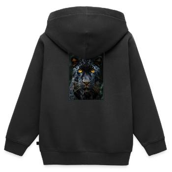 Panthères Panthère - Sweat Premium à capuche zippé enfant bio - noir - Dos - AI Model Kid Male (0cm)