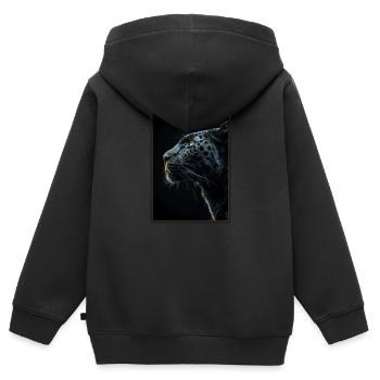 Panthères Panthère - Sweat Premium à capuche zippé enfant bio - noir - Dos - AI Model Kid Male (0cm)