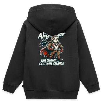 Faultier im Superheldenkostüm - Kita Abgänger Lege - Kinder Premium Organic Zip Hoodie - Schwarz - Hinten - AI Model Kid Male (0cm)