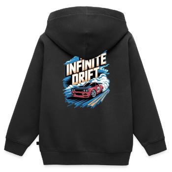 infinite drift - course voiture - Sweat Premium à capuche zippé enfant bio - noir - Dos - AI Model Kid Male (0cm)
