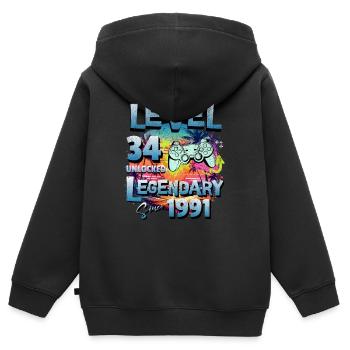 Level 34 Freigeschaltet seit 1982 Geburtstag - Kinder Premium Organic Zip Hoodie - Schwarz - Hinten - AI Model Kid Male (0cm)