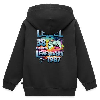 Level 38 Freigeschaltet seit 1982 Geburtstag - Kinder Premium Organic Zip Hoodie - Schwarz - Hinten - AI Model Kid Male (0cm)