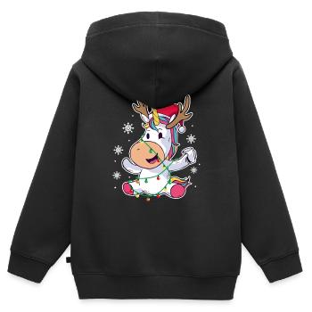 Funny Unicorn Christmas Reindeer Holiday Gift - Kinder Premium Organic Zip Hoodie - Schwarz - Hinten - AI Model Kid Male (0cm)