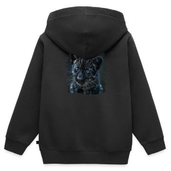 Panthères Panthère - Sweat Premium à capuche zippé enfant bio - noir - Dos - AI Model Kid Male (0cm)