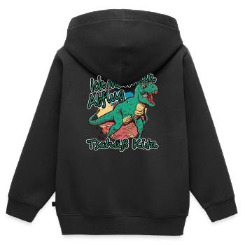 T-Rex - I'm taking off, goodbye daycare. - Kids Premium Organic Zip-up Hoodie - black - Back - AI Model Kid Male (0cm)