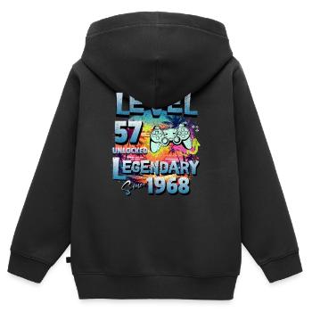 Level 57 Freigeschaltet seit 1982 Geburtstag - Kinder Premium Organic Zip Hoodie - Schwarz - Hinten - AI Model Kid Male (0cm)