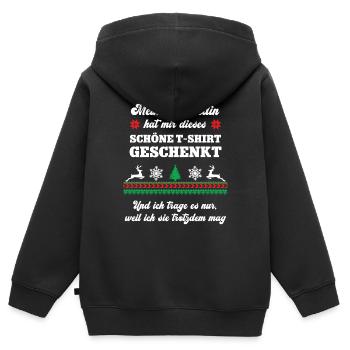 Weihnachten Wichteln Häßliches Weihnachtsshirt - Kinder Premium Organic Zip Hoodie - Schwarz - Hinten - AI Model Kid Male (0cm)