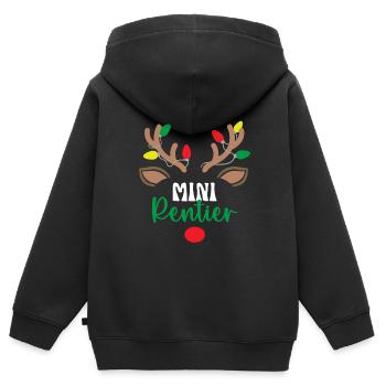 Rentier Kinder Weihnachtsoutfit Jungen Weihnachten - Kinder Premium Organic Zip Hoodie - Schwarz - Hinten - AI Model Kid Male (0cm)