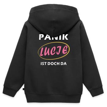 PAS DE PANIQUE LUCIE - Sweat Premium à capuche zippé enfant bio - noir - Dos - AI Model Kid Male (0cm)