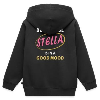 STELLA EST DE BONNE HUMEUR - Sweat Premium à capuche zippé enfant bio - noir - Dos - AI Model Kid Male (0cm)