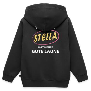 ATTENTION : STELLA EST DE BONNE HUMEUR - Sweat Premium à capuche zippé enfant bio - noir - Dos - AI Model Kid Male (0cm)