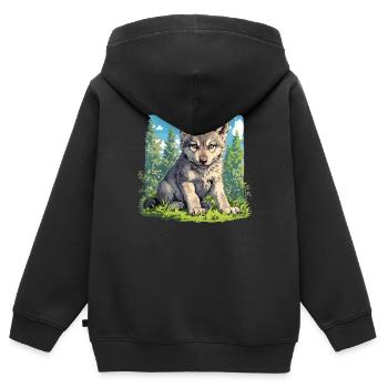 Loups Loup - Sweat Premium à capuche zippé enfant bio - noir - Dos - AI Model Kid Male (0cm)