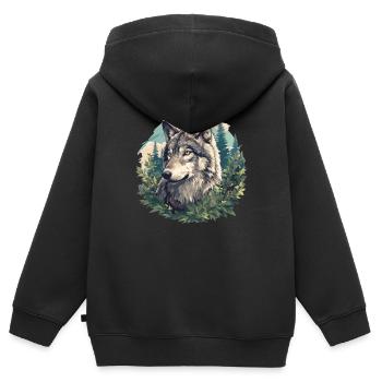Loups Loup - Sweat Premium à capuche zippé enfant bio - noir - Dos - AI Model Kid Male (0cm)