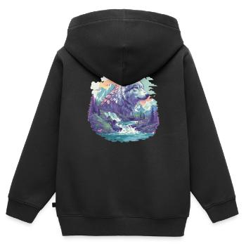 Loups Loup - Sweat Premium à capuche zippé enfant bio - noir - Dos - AI Model Kid Male (0cm)