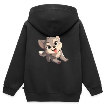 Loups Loup - Sweat Premium à capuche zippé enfant bio - noir - Dos - AI Model Kid Male (0cm)