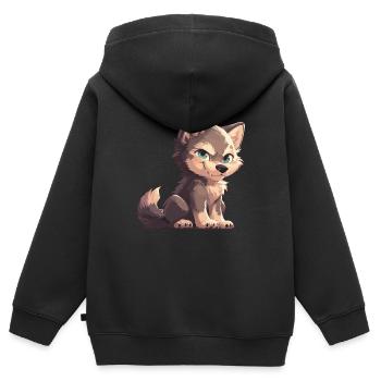 Loups Loup - Sweat Premium à capuche zippé enfant bio - noir - Dos - AI Model Kid Male (0cm)