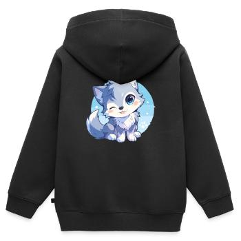 Loups Loup - Sweat Premium à capuche zippé enfant bio - noir - Dos - AI Model Kid Male (0cm)