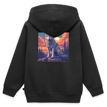 Loups Loup - Sweat Premium à capuche zippé enfant bio - noir - Dos - AI Model Kid Male (0cm)