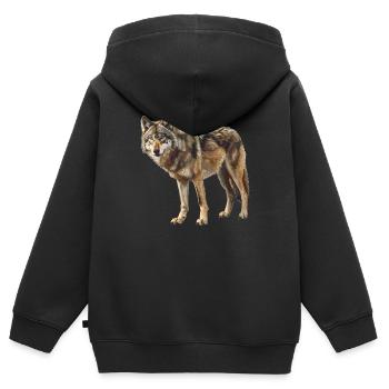 Loups Loup - Sweat Premium à capuche zippé enfant bio - noir - Dos - AI Model Kid Male (0cm)