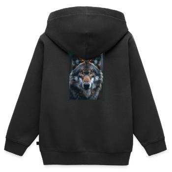 Loups Loup - Sweat Premium à capuche zippé enfant bio - noir - Dos - AI Model Kid Male (0cm)