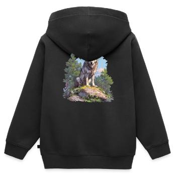 Loups Loup - Sweat Premium à capuche zippé enfant bio - noir - Dos - AI Model Kid Male (0cm)