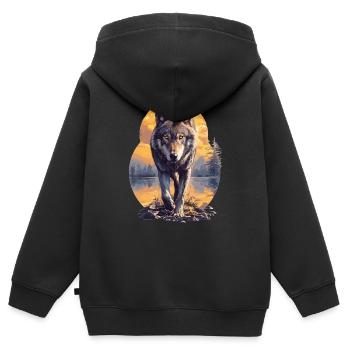Loups Loup - Sweat Premium à capuche zippé enfant bio - noir - Dos - AI Model Kid Male (0cm)
