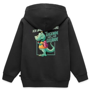 Je m’envole – T-Rex Kita diplômé - Sweat Premium à capuche zippé enfant bio - noir - Dos - AI Model Kid Male (0cm)