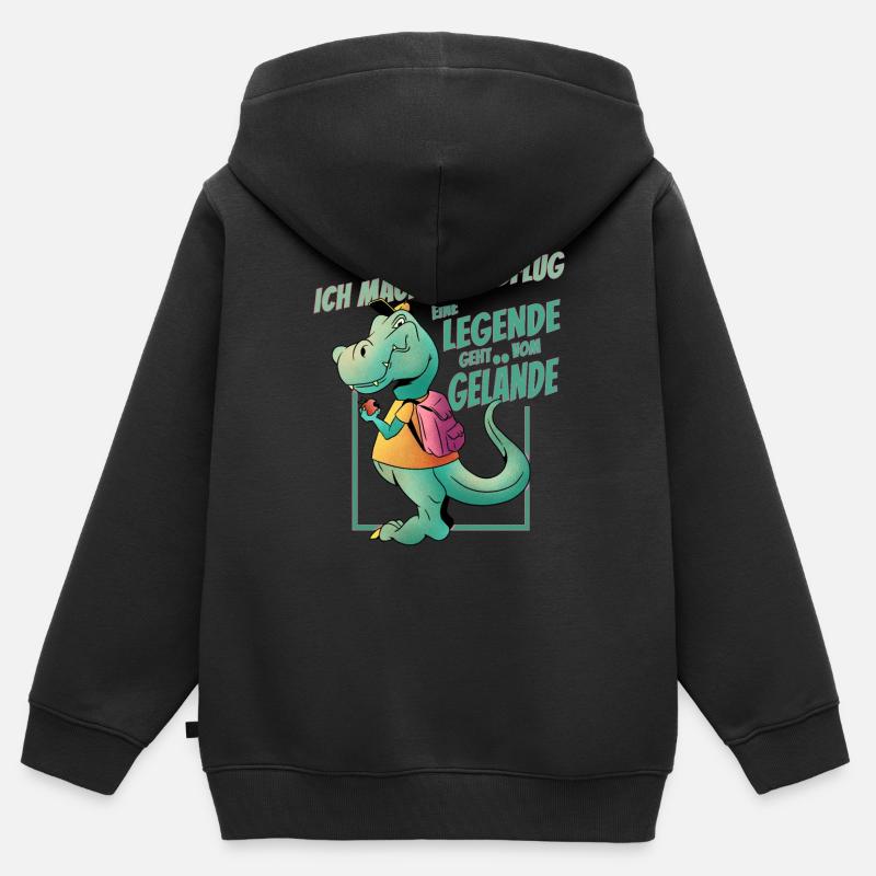 Je m’envole – T-Rex Kita diplômé - Sweat Premium à capuche zippé enfant bio - noir