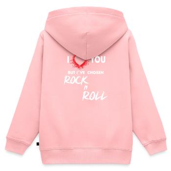 I Love But I've Chosen Rock and Roll - Kinder Premium Organic Zip Hoodie - Rosa - Hinten - AI Model Kid Female (0cm)