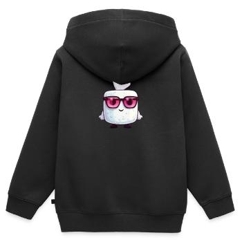 Kawaii Marshmallow with Sunglasses - Kids Premium Organic Zip-up Hoodie - black - Back - AI Model Kid Male (0cm)