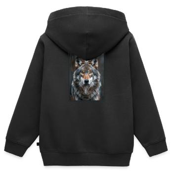 Loups Loup - Sweat Premium à capuche zippé enfant bio - noir - Dos - AI Model Kid Male (0cm)