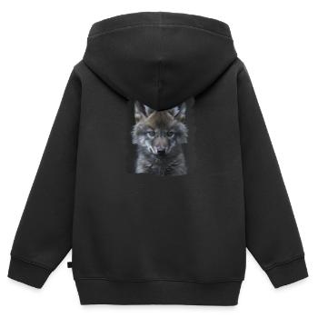 Loups Loup - Sweat Premium à capuche zippé enfant bio - noir - Dos - AI Model Kid Male (0cm)