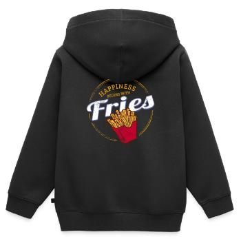 Frites Snack Frites Vintage Frites Rétro - Sweat Premium à capuche zippé enfant bio - noir - Dos - AI Model Kid Male (0cm)