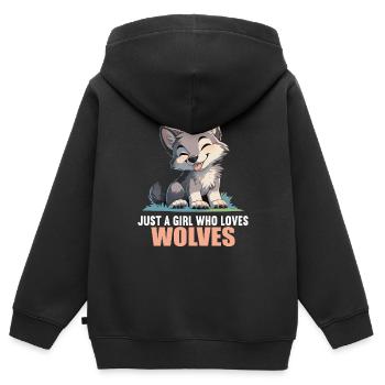 Loups Loup - Sweat Premium à capuche zippé enfant bio - noir - Dos - AI Model Kid Male (0cm)