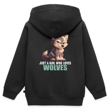 Loups Loup - Sweat Premium à capuche zippé enfant bio - noir - Dos - AI Model Kid Male (0cm)