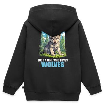 Loups Loup - Sweat Premium à capuche zippé enfant bio - noir - Dos - AI Model Kid Male (0cm)