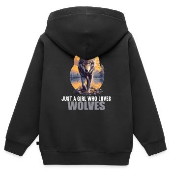 Loups Loup - Sweat Premium à capuche zippé enfant bio - noir - Dos - AI Model Kid Male (0cm)
