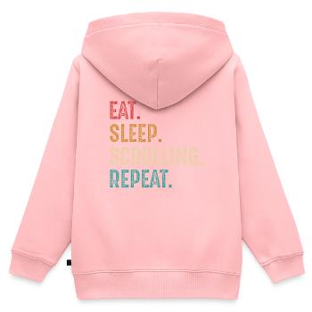 manger dormir faire défiler répéter - Sweat Premium à capuche zippé enfant bio - rose - Dos - AI Model Kid Female (0cm)