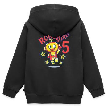 Roboter Geburtstagsmotiv 5 Jahre Jungen Geschenk - Kinder Premium Organic Zip Hoodie - Schwarz - Hinten - AI Model Kid Male (0cm)