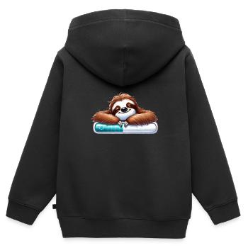 Entspannter Faultier-Ladebalken - Kinder Premium Organic Zip Hoodie - Schwarz - Hinten - AI Model Kid Male (0cm)