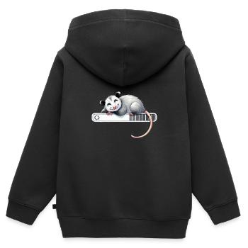 Mode veille détendu pour les opossums - Sweat Premium à capuche zippé enfant bio - noir - Dos - AI Model Kid Male (0cm)