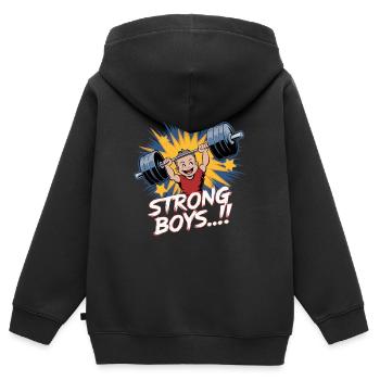 STARKE JUNGS - Kinder Premium Organic Zip Hoodie - Schwarz - Hinten - AI Model Kid Male (0cm)