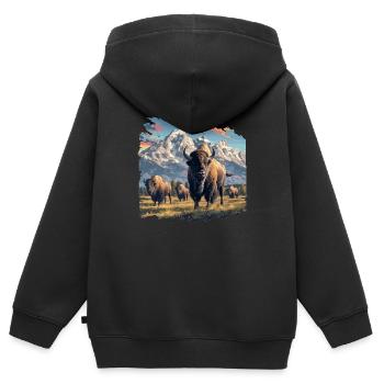 Bisons Bison - Sweat Premium à capuche zippé enfant bio - noir - Dos - AI Model Kid Male (0cm)