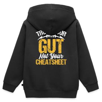 Trust Your Gut Not Your Cheatsheet Funny Fantasy - Kids Premium Organic Zip-up Hoodie - black - Back - AI Model Kid Male (0cm)