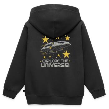 VAISSEAUX SPATIAUX - Sweat Premium à capuche zippé enfant bio - noir - Dos - AI Model Kid Male (0cm)