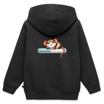 Entspannte Maus Auf Ladebalken - Kinder Premium Organic Zip Hoodie - Schwarz - Hinten - AI Model Kid Male (0cm)